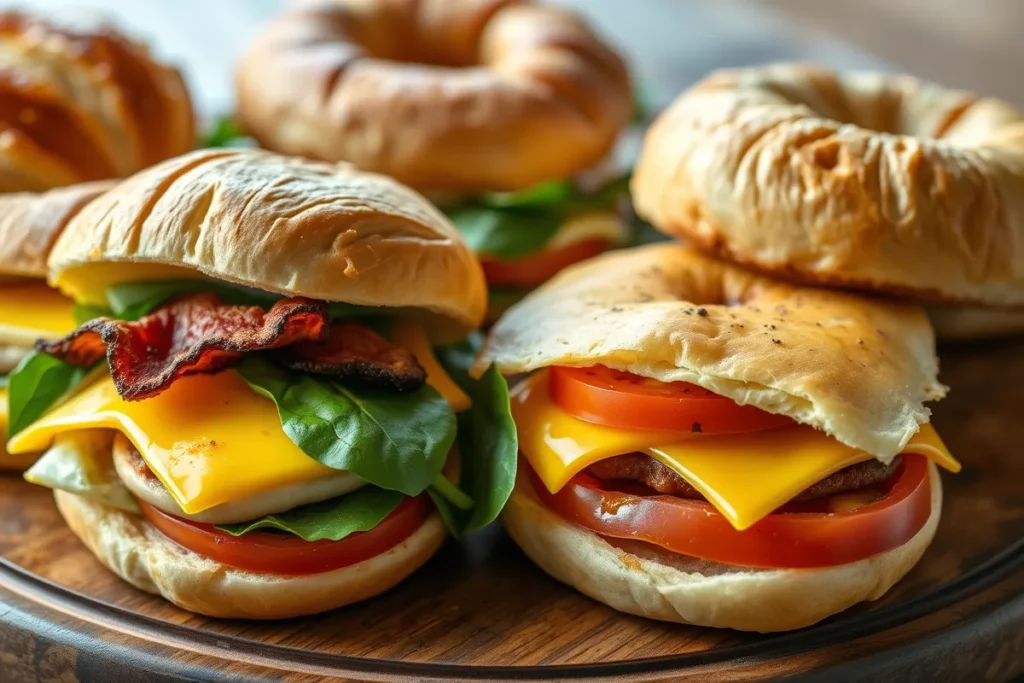 Breakfast sandwich with eggs and cheese made in a sandwich maker