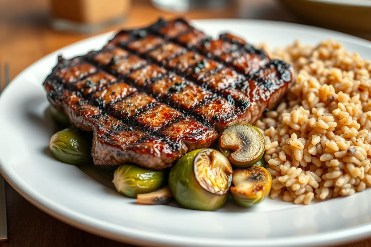 Grilled chicken breast with roasted vegetables and quinoa, a perfect example of healthy meat recipes for dinner.